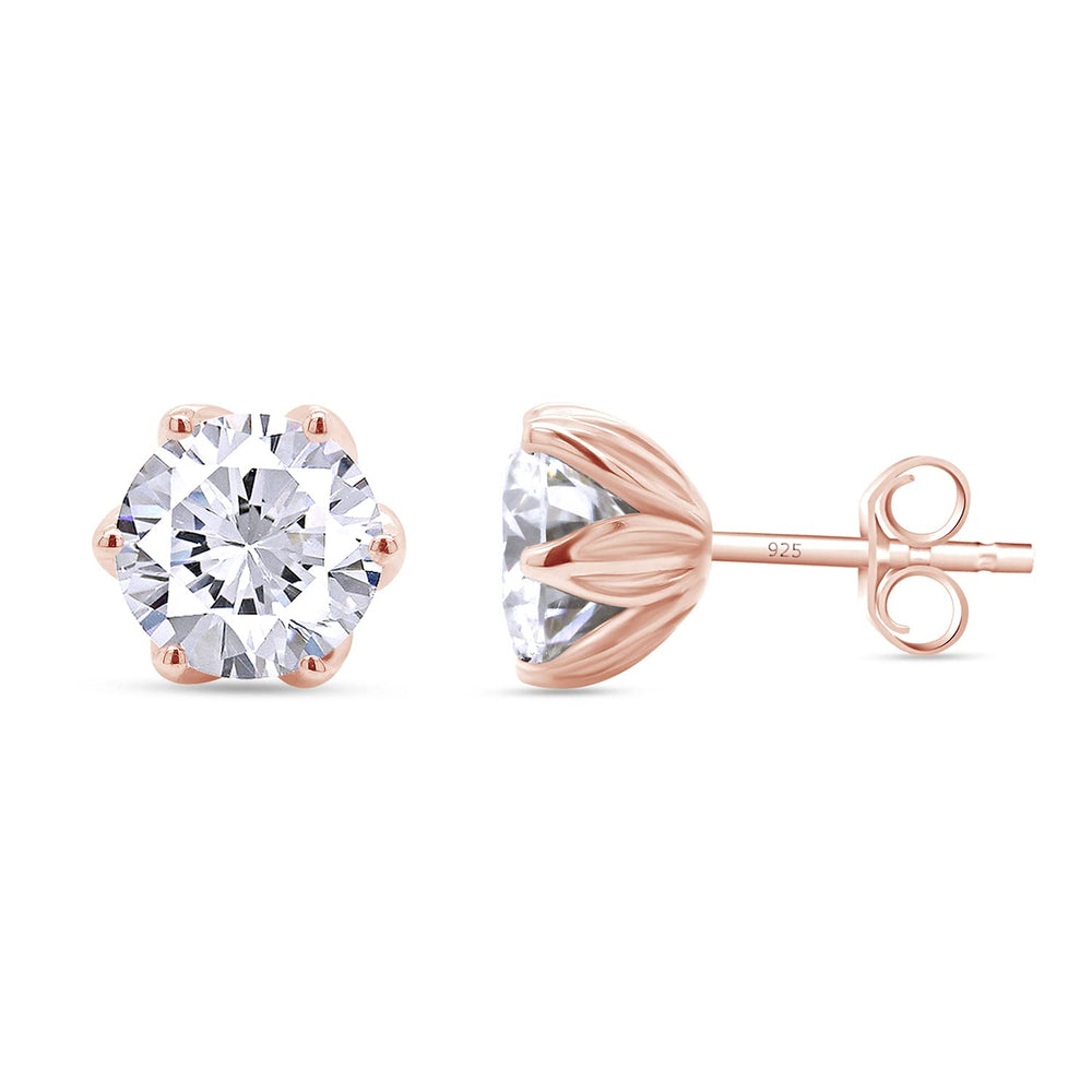 
                      
                        2 Carat Center 6.5mm Round Cut Lab Created Moissanite Diamond Push Back Stud Earrings In 925 Sterling Silver (2 Cttw)
                      
                    