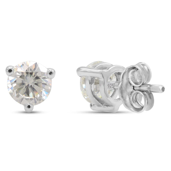6MM Round Cut Lab Created Moissanite Diamond Solitaire Stud Earrings In 925 Sterling Silver Jewelry For Women (1.50 Cttw)