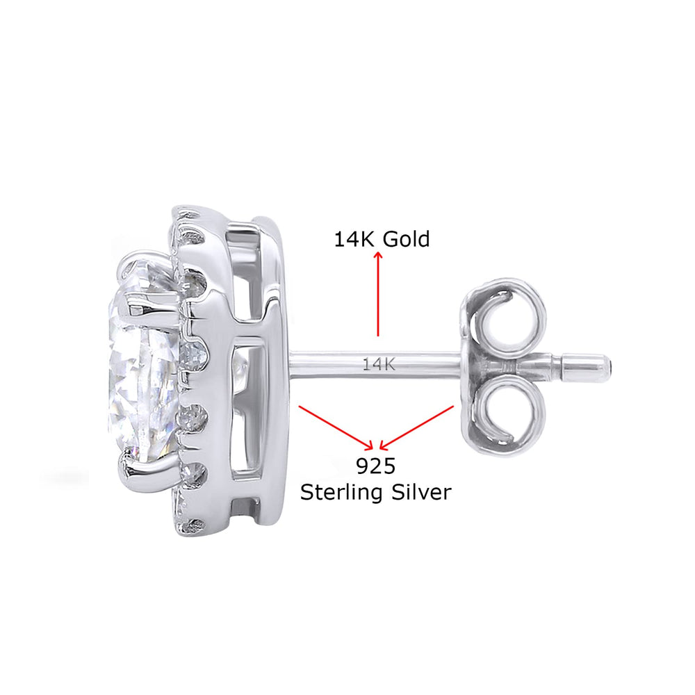 
                      
                        2 Carat Center Stone 6X6mm Lab Created Moissanite Diamond Push Back Halo Stud Earrings In 925 Sterling Silver (2 Cttw)
                      
                    