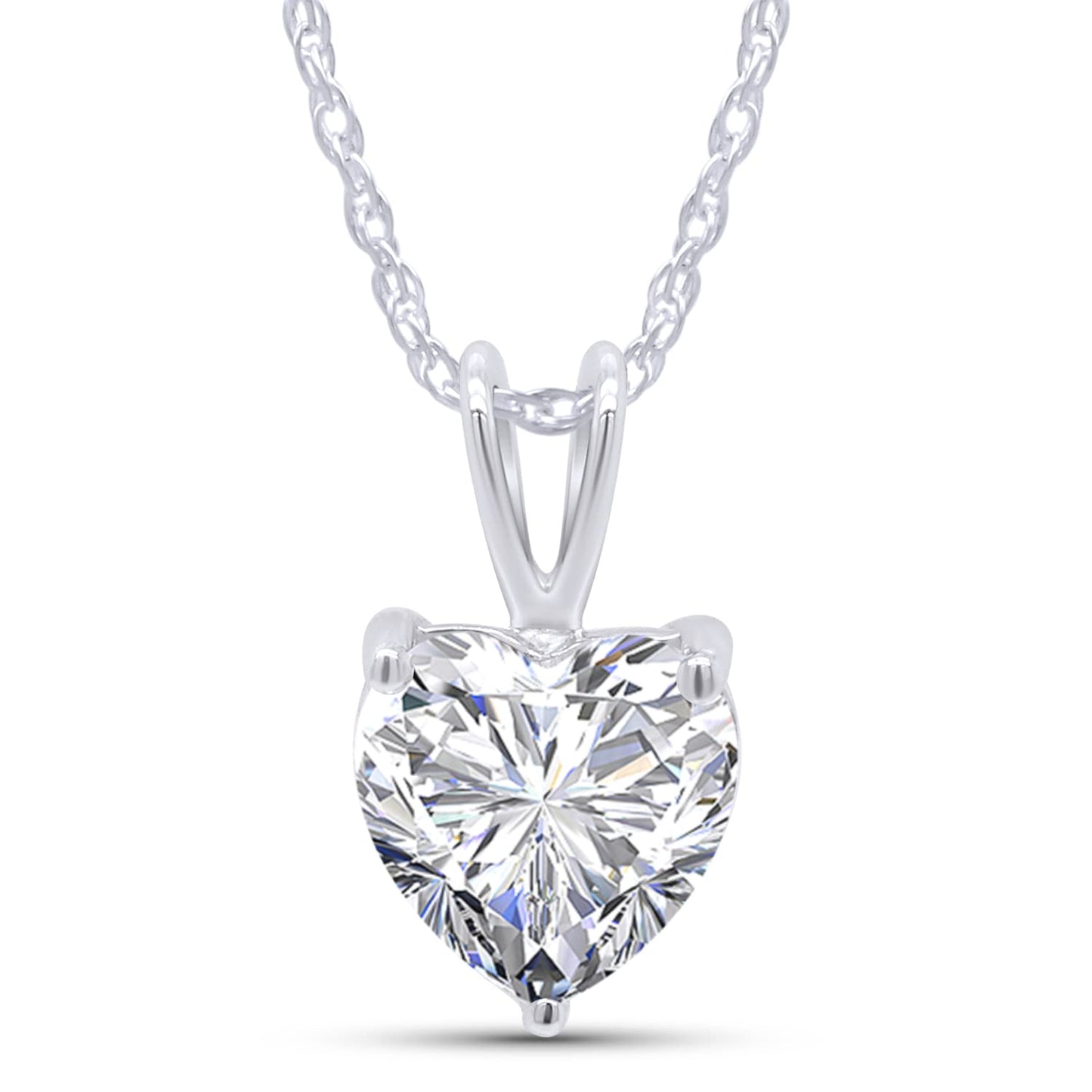 1 Carat Heart Shape Lab Created Moissanite Diamond Solitaire Heart Pendant Necklace For Women In 925 Sterling Silver