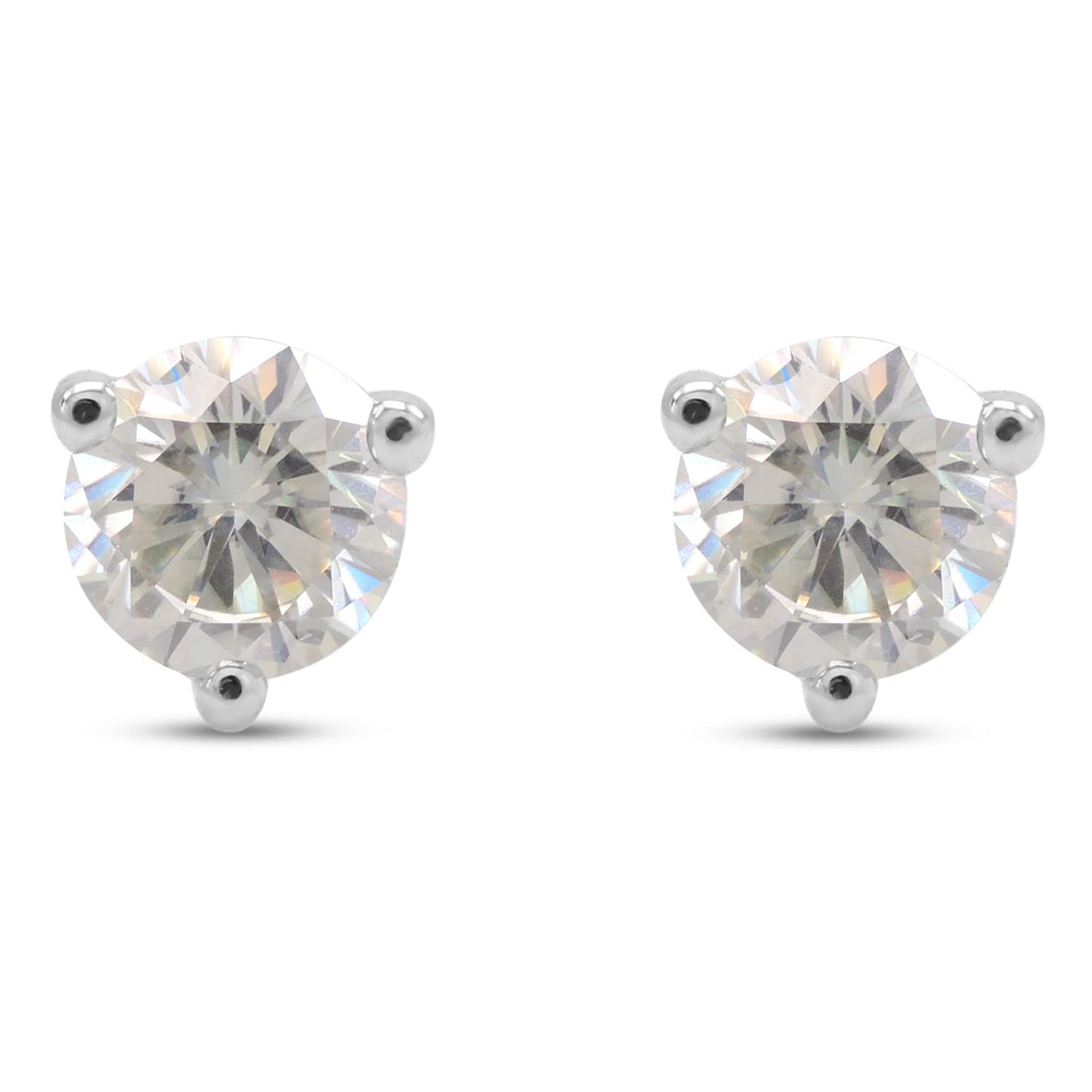 6MM Round Cut Lab Created Moissanite Diamond Solitaire Stud Earrings In 925 Sterling Silver Jewelry For Women (1.50 Cttw)