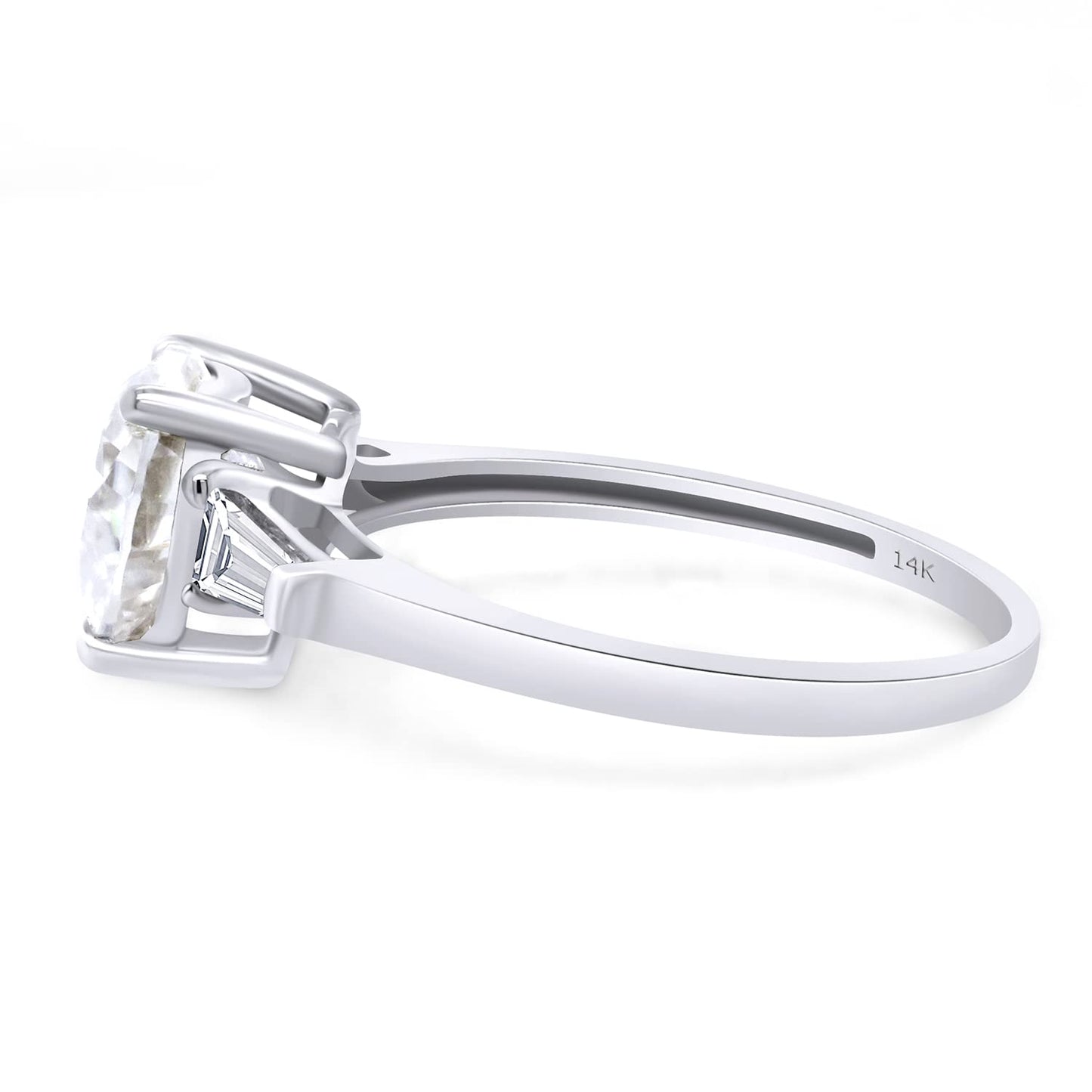 Load image into Gallery viewer, 2 Carat 8MM Heart &amp;amp; Tapered Baguette Cut Lab Created Moissanite Diamond Promise Engagement Ring in 10K or 14K Solid Gold
