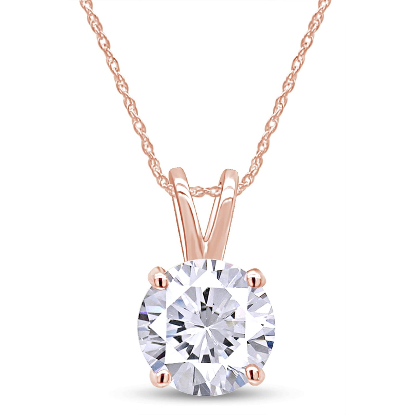Load image into Gallery viewer, 1 1/2 Carat 7.5MM Lab Created Moissanite Diamond Solitaire Pendant Necklace in 10K or 14K Solid Gold For Women (1.50 Cttw)
