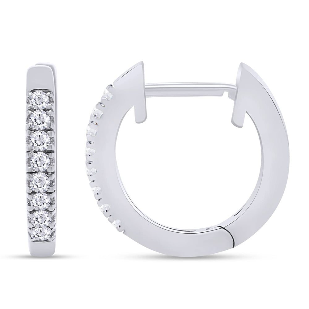 
                      
                        Round Cut Lab Created Moissanite Diamond Half Eternity Huggie Hoop Earring For women In 925 Sterling Silver
                      
                    