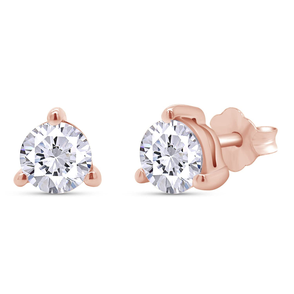 
                      
                        Round Cut Lab Created Moissanite Diamond Push Back Martini Style Stud Earrings In 14K Gold Post & 925 Sterling Silver (4 To 5 Cttw)
                      
                    