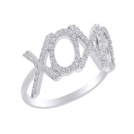 0.20 Carat Round Shape White Natural Diamond XOXO Fashion Ring 10k Solid Gold Jewelry For Women