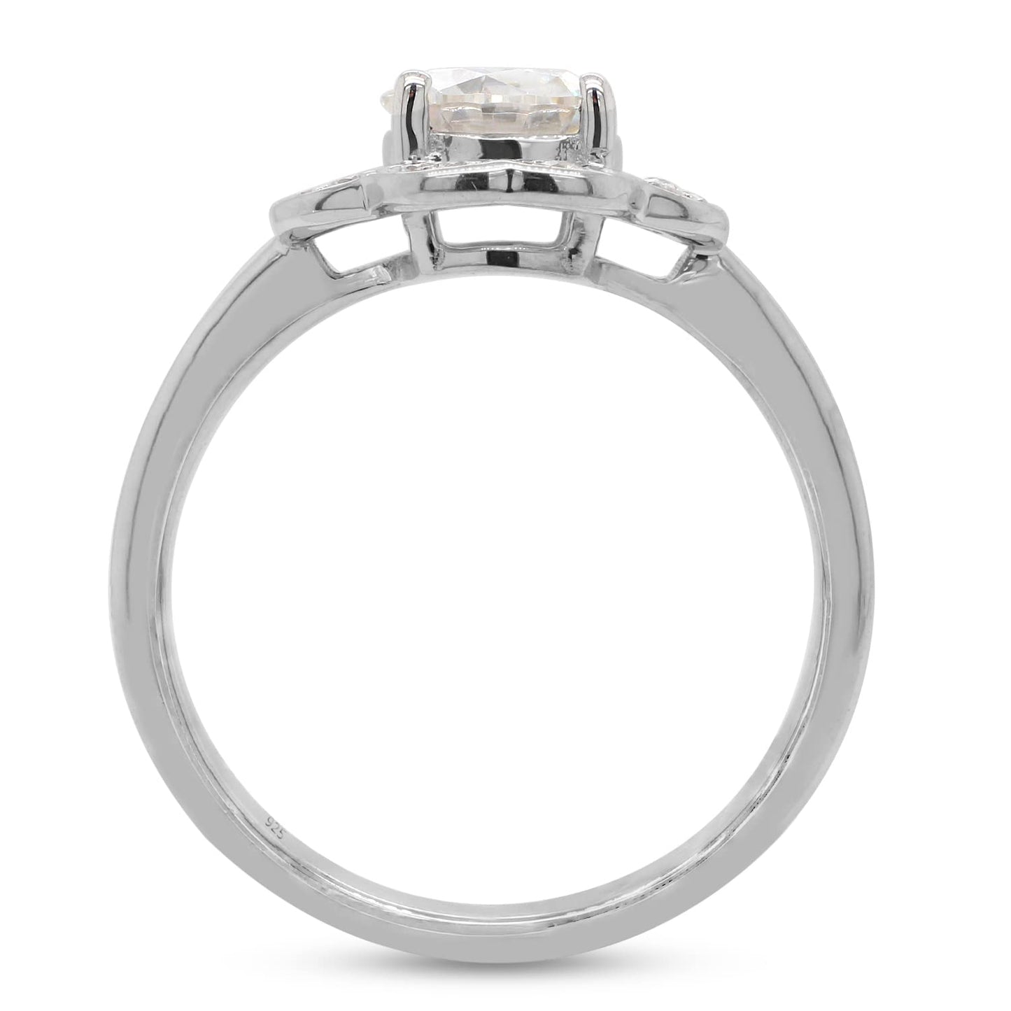 Load image into Gallery viewer, 6.5MM Round Cut Lab Created Moissanite Diamond Solitaire Halo Engagement Ring for Women in 925 Sterling Silver (1.10 Cttw)
