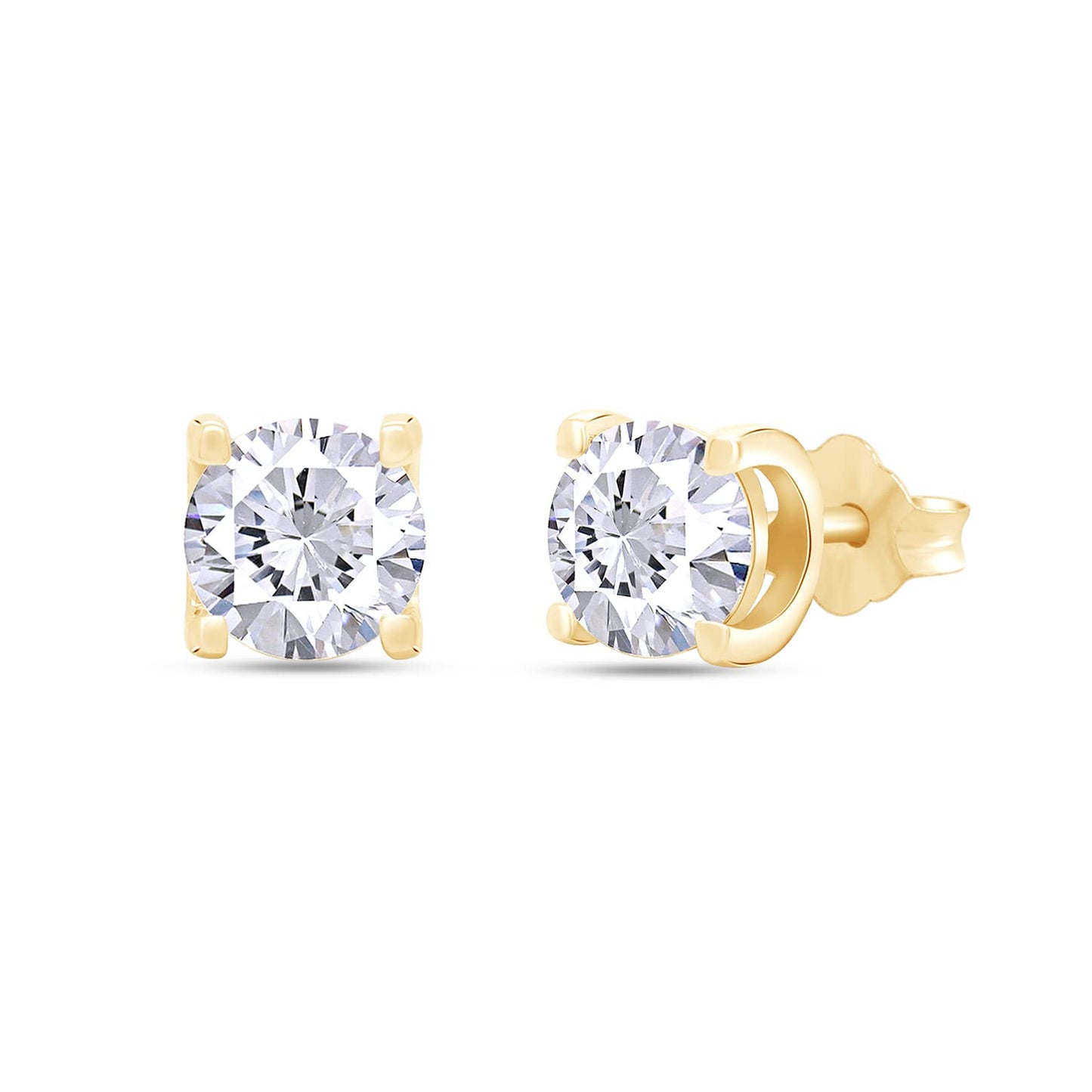 2 Carat Round Cut 6.5MM Lab Created Moissanite Diamond Push Back Stud Earrings In 925 Sterling Silver (2 Cttw)