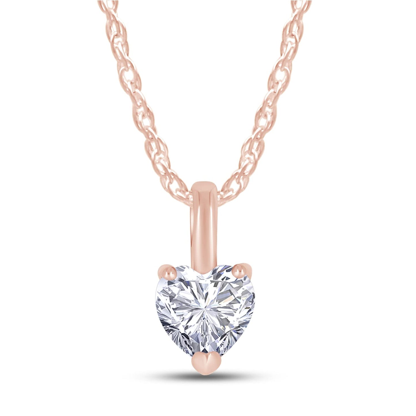 1/2 Carat 5MM Heart Cut Lab Created Moissanite Diamond Solitaire Pendant Necklace in 10K or 14K Solid Gold For Women (0.50 Cttw)