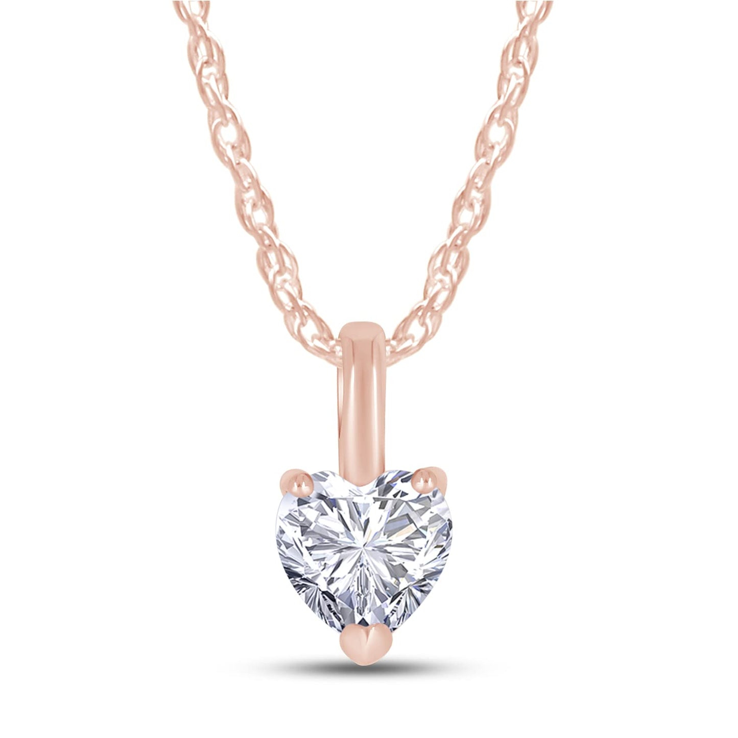 1/2 Carat 5MM Heart Cut Lab Created Moissanite Diamond Solitaire Pendant Necklace in 10K or 14K Solid Gold For Women (0.50 Cttw)
