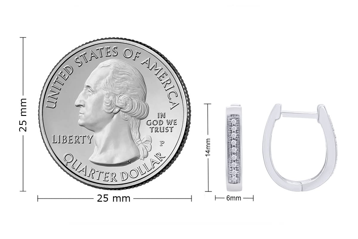 1/20 Carat Round Cut Lab Created Moissanite Diamond Nine Stone Hoop Earrings In 925 Sterling Silver (0.05 Cttw)