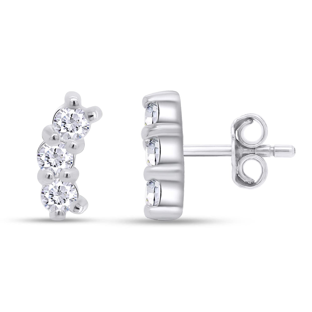 
                      
                        2/3 Carat Round Cut Lab Created Moissanite Diamond Push Back Crawler Stud Earrings In 925 Sterling Silver (0.70 Cttw)
                      
                    