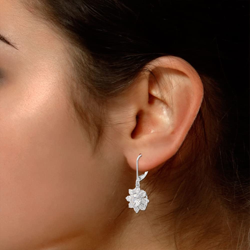 
                      
                        3 4/9 Carat Round Cut Lab Created Moissanite Diamond Halo Drop Earrings In 10K Or 14K Solid Gold (3.45 Cttw)
                      
                    