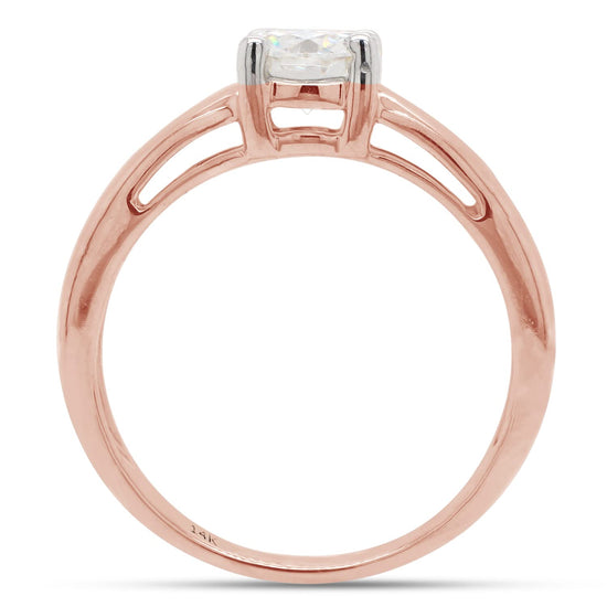 1 Carat 6.5MM Round Cut Lab Created Moissanite Diamond Solitaire Engagement Rings for Women in 10K or 14K Solid Gold