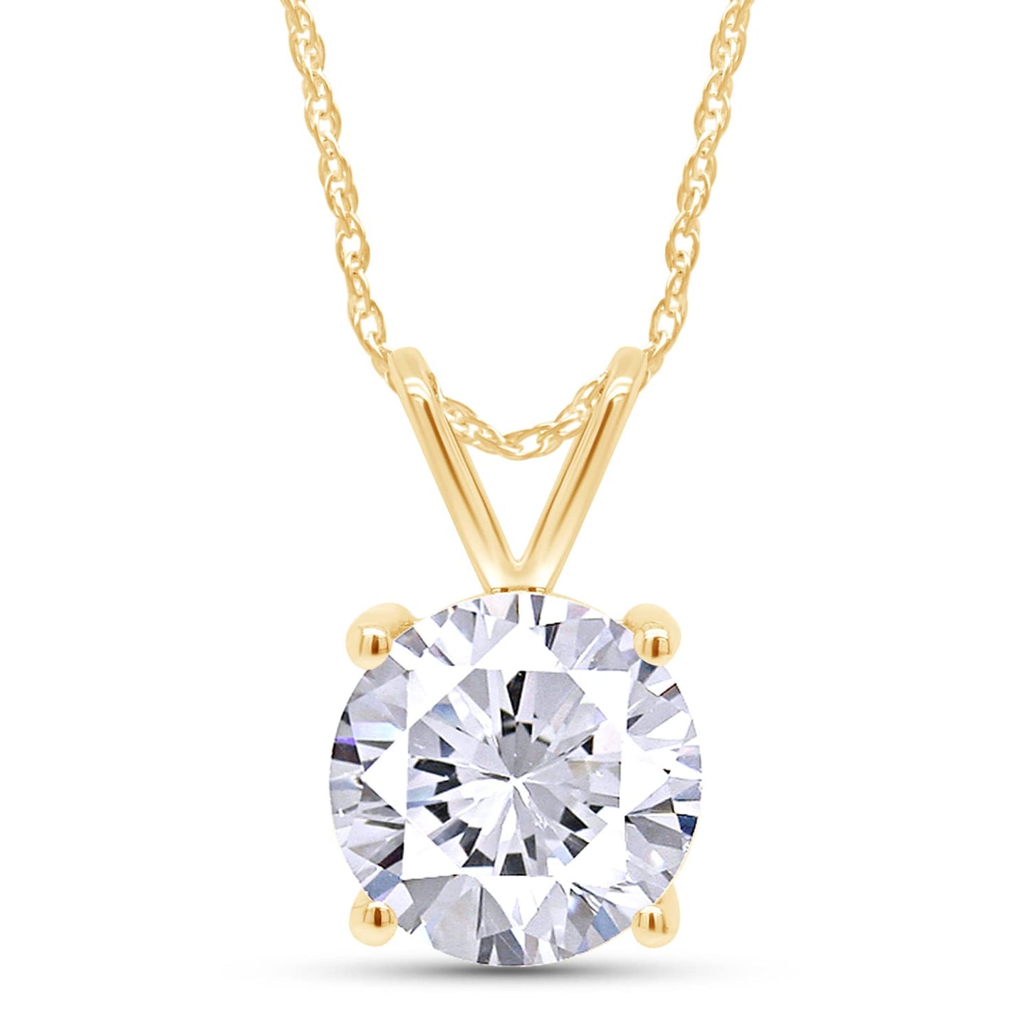 3 2/5 Carat Lab Created Moissanite Diamond Solitaire Pendant Necklace For Womens In 14K Solid Gold (3.40 Cttw)
