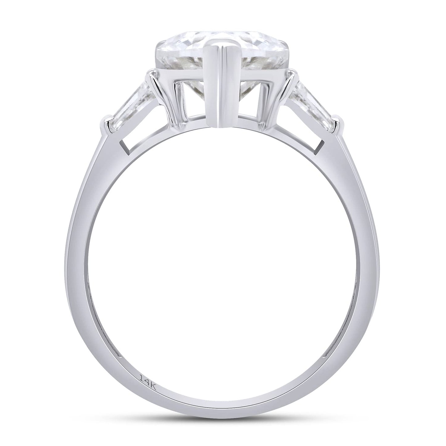 2 Carat 8MM Heart & Tapered Baguette Cut Lab Created Moissanite Diamond Promise Engagement Ring in 10K or 14K Solid Gold