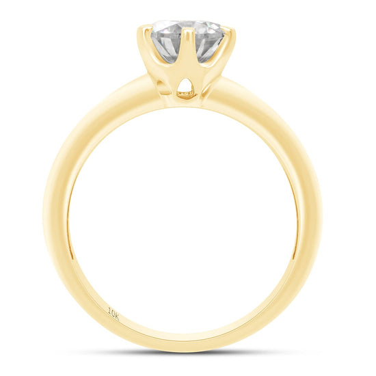 Load image into Gallery viewer, 1 Carat 6.5MM Round Cut Lab Created Moissanite Diamond Solitaire Engagement Wedding Promise Ring in 10K or 14K Solid Gold
