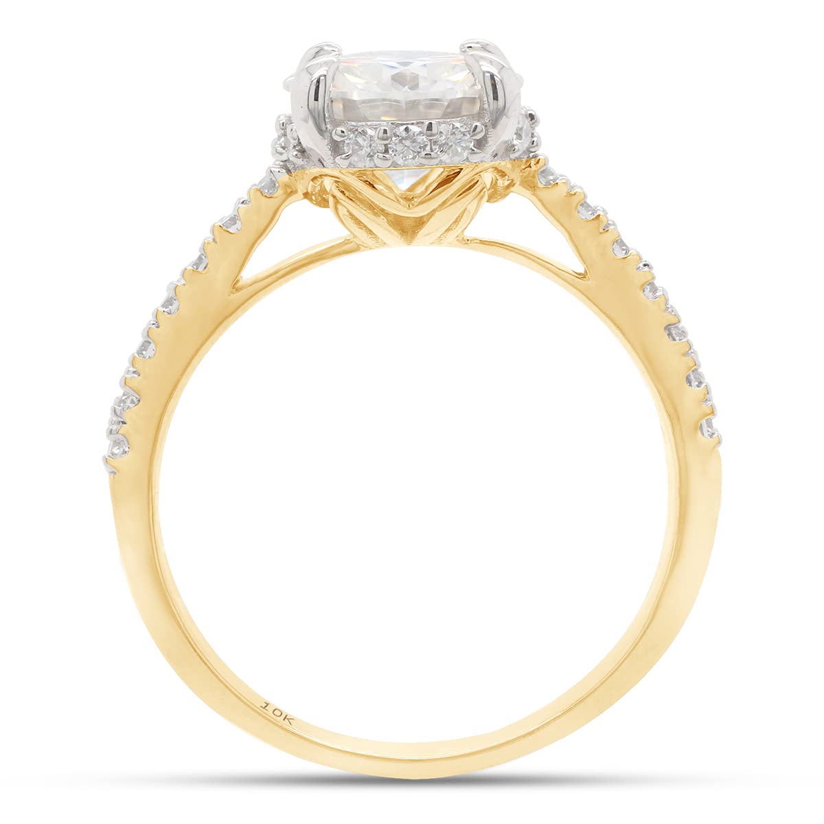 8.5MM Round Cut Lab Created Moissanite Diamond Solitaire Engagement Promise Ring in 10K or 14K Solid Gold (1.80 Cttw)