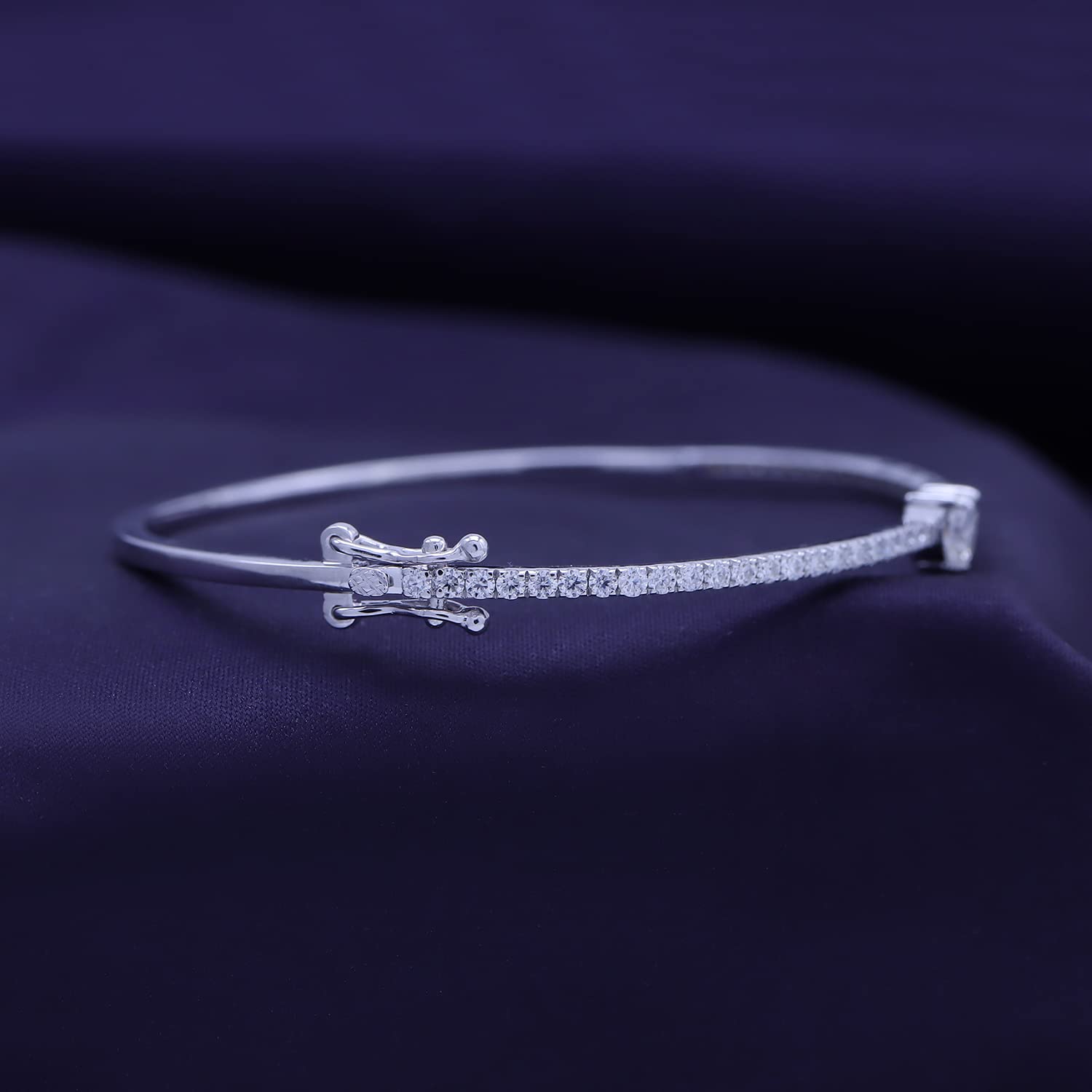 Heart & Round Lab Created Moissanite Tennis Bangle Bracelet