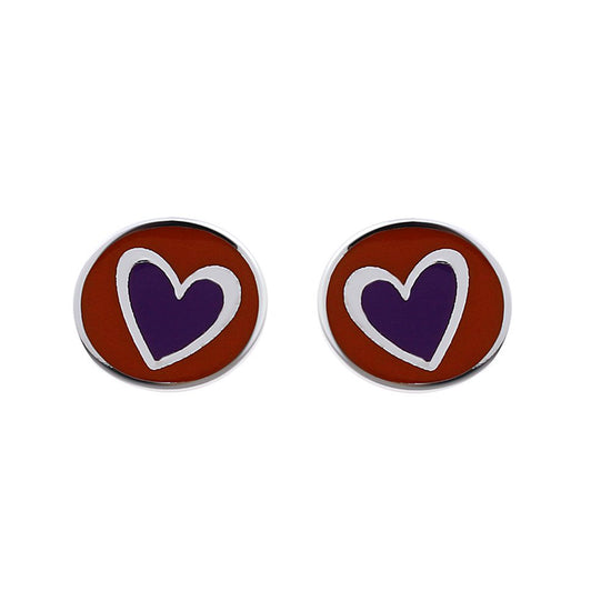 Load image into Gallery viewer, Colorful Cute Heart Enamel Stud Post Earrings 14K Gold Over Sterling Silver
