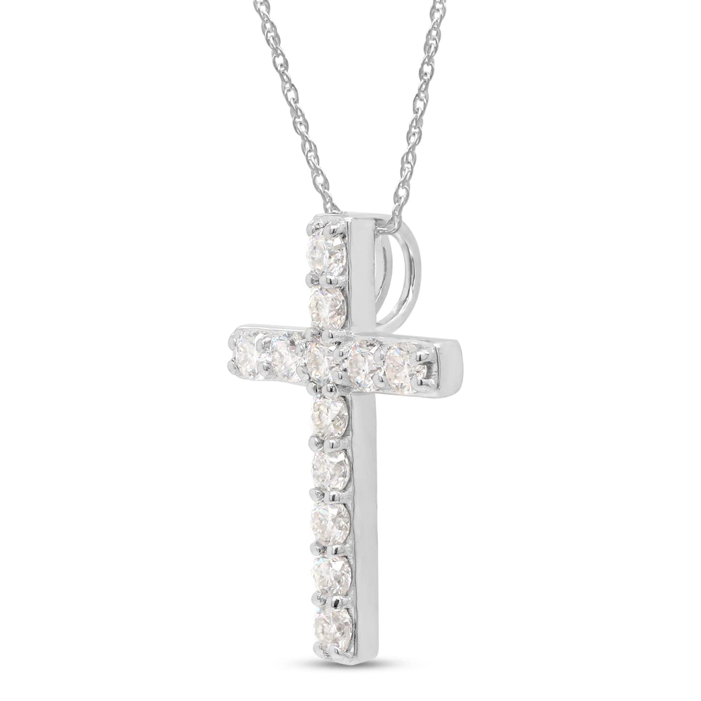 Load image into Gallery viewer, 1/2 Carat Lab Created Moissanite Diamond Cross Pendant Necklace In 925 Sterling Silver (0.50 Cttw)

