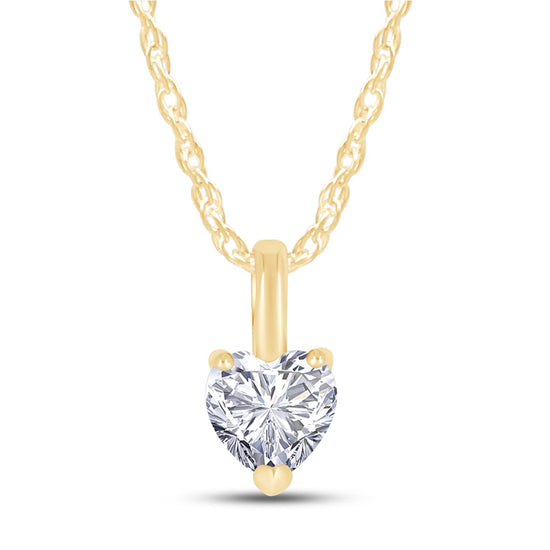 1/2 Carat 5MM Heart Cut Lab Created Moissanite Diamond Solitaire Pendant Necklace in 10K or 14K Solid Gold For Women (0.50 Cttw)
