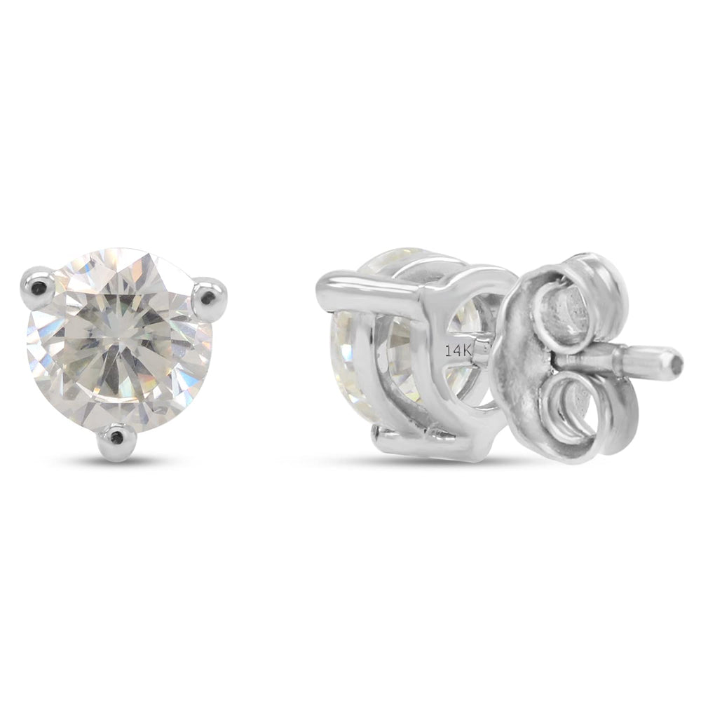 
                      
                        1 1/2 Carat 6MM Round Cut Lab Created Moissanite Diamond Solitaire Stud Earrings In 10K Or 14K Solid Gold (1.50 Cttw)
                      
                    