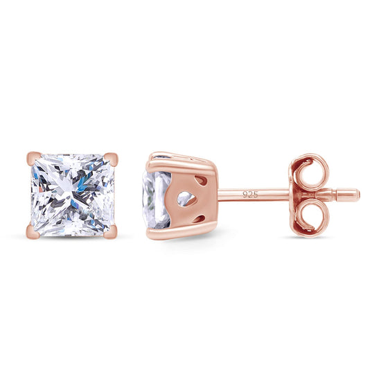 1 Carat Princess Cut Lab Created Moissanite Diamond Solitaire Stud Earrings In 925 Sterling Silver For Women