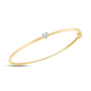 Heart Shape White Cubic Zirconia Solitaire Bangle Bracelet For Women In 925 Sterling Silver