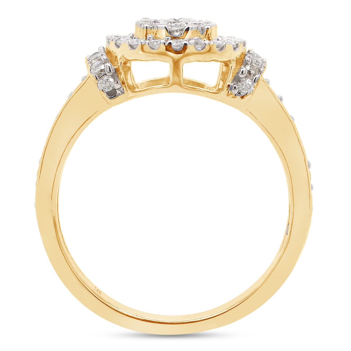 0.60 Carat Round Cut Lab Created Moissanite Diamond Cluster Engagement Ring for Women in 10K or 14K Solid Gold