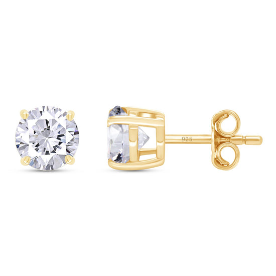 2.50 Carat 7MM Round Cut Lab Created Moissanite Diamond Push Back Stud Earrings In 925 Sterling Silver (2.50 Cttw)