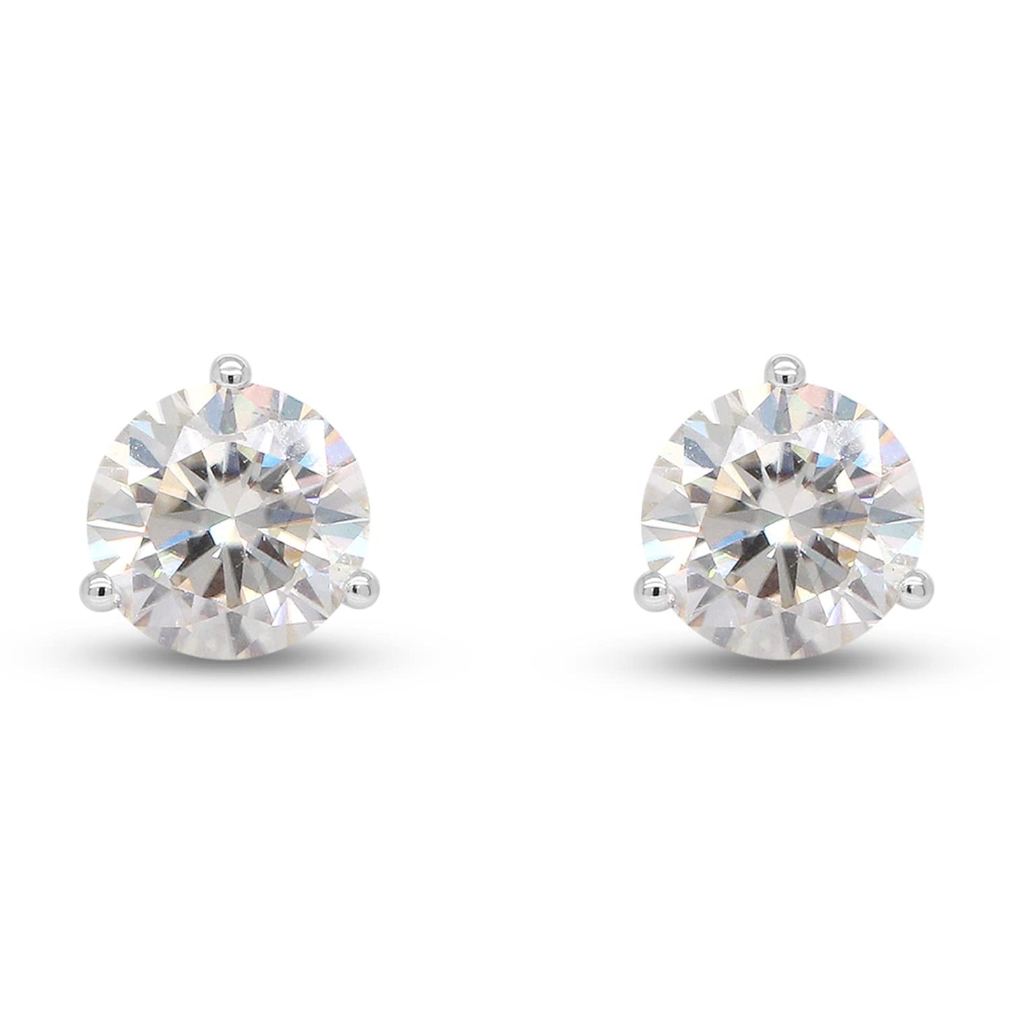 2 Carat 6.5MM Round Cut Lab Created Moissanite Diamond Solitaire Stud Earrings In 10K Or 14K Solid Gold Jewelry For Women
