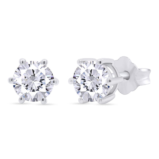 Load image into Gallery viewer, 1 Carat 5MM Round Cut Lab Created Diamond Moissanite Solitaire Stud Earrings For Women In 925 Sterling Silver
