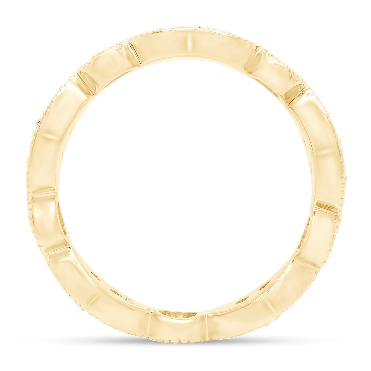 3/5 ct. t.w Round Cut Lab Created Moissanite Diamond Milgrain Eternity Bands Stackable Rings for Women in 10K or 14K Solid Gold (0.60 Cttw)