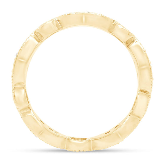 3/5 ct. t.w Round Cut Lab Created Moissanite Diamond Milgrain Eternity Bands Stackable Rings for Women in 10K or 14K Solid Gold (0.60 Cttw)