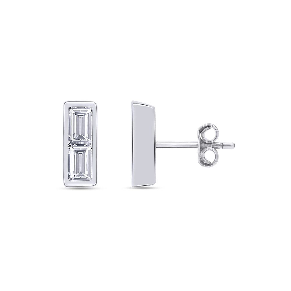 
                      
                        4/5 Carat Emerald Cut Lab Created Moissanite Diamond Push Back Crawler Stud Earrings In 925 Sterling Silver (0.80 Cttw)
                      
                    