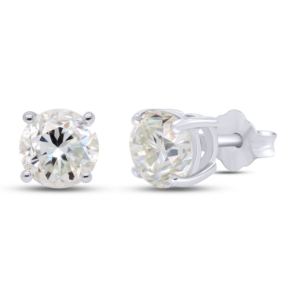 
                      
                        3 Carat Round Cut Lab Created Moissanite Diamond Push Back Solitaire Stud Earrings In 925 Sterling Silver (3 Cttw)
                      
                    