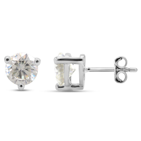 1 1/2 Carat 6MM Round Cut Lab Created Moissanite Diamond Solitaire Stud Earrings In 10K Or 14K Solid Gold (1.50 Cttw)
