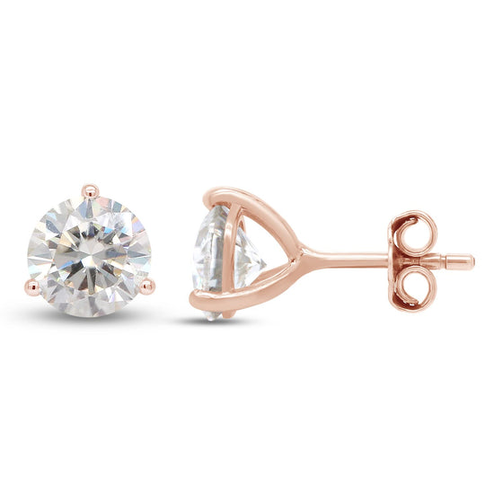 2 Carat 6.5MM Round Cut Lab Created Moissanite Diamond Solitaire Stud Earrings In 10K Or 14K Solid Gold Jewelry For Women