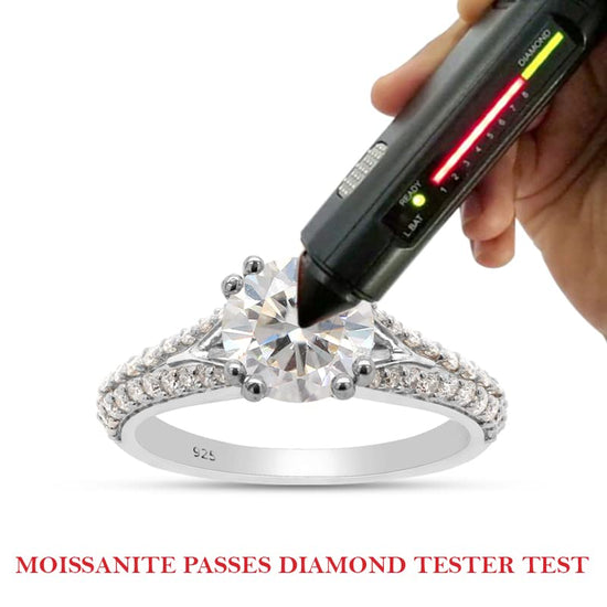 1.50 CT Center 7MM Round Cut Lab Created Moissanite Diamond Split Shank Engagement Ring for Women in 925 Sterling Silver
