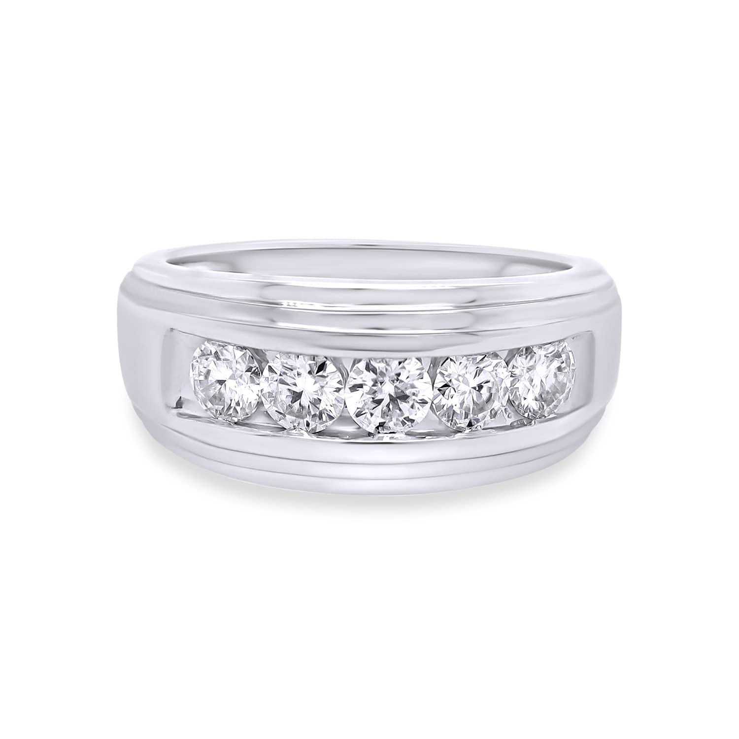 Lab Created Moissanite 5 Stone Channel Set Moissanite Ring