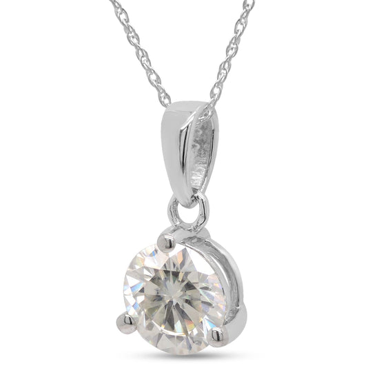 1 Carat Lab Created Moissanite Diamond Solitaire Pendant Necklace In 925 Sterling Silver (1 Cttw)