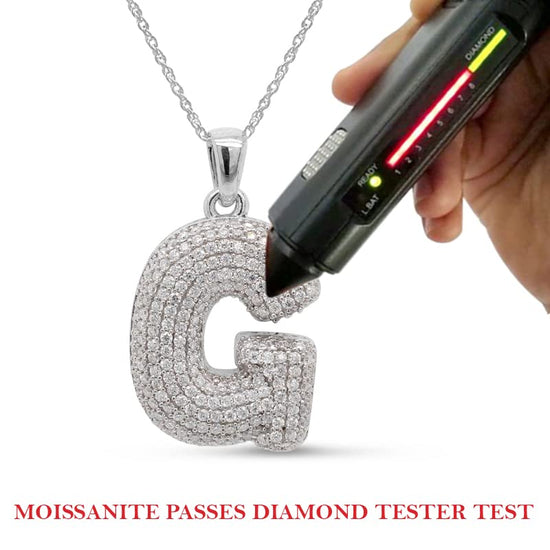 1 1/8 Carat Lab Created Moissanite Diamond Initial Bubble Letter "G" Pendant Necklace In 925 Sterling Silver (1.13 Cttw)