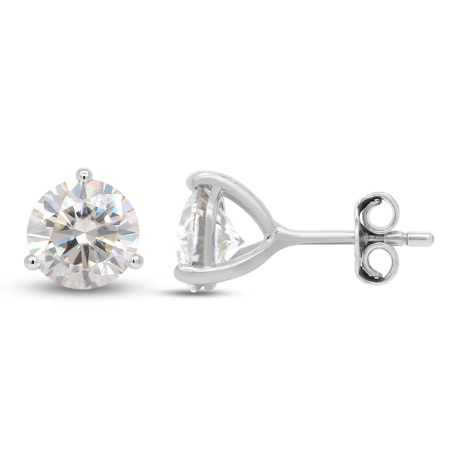 2 Carat 6.5MM Round Cut Lab Created Moissanite Diamond Solitaire Stud Earrings In 10K Or 14K Solid Gold Jewelry For Women