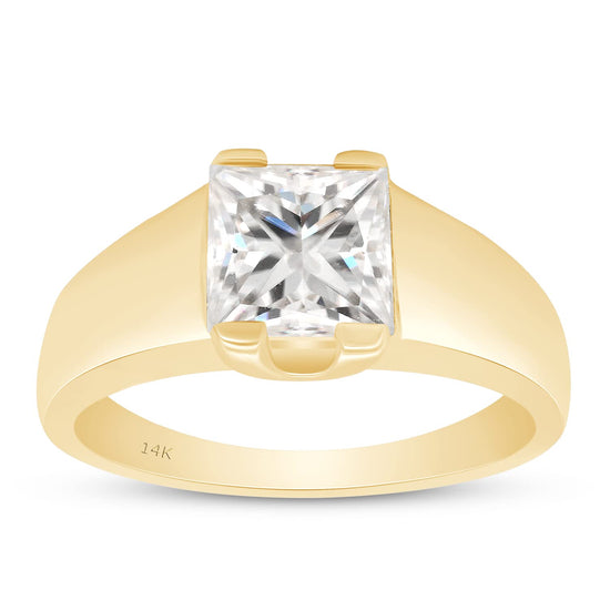 1 3/4 ct. t.w 7MM Princess Cut Lab Created Moissanite Diamond Solitaire Wedding Engagement Ring for Women in 10K or 14K Solid Gold (1.75 Cttw)
