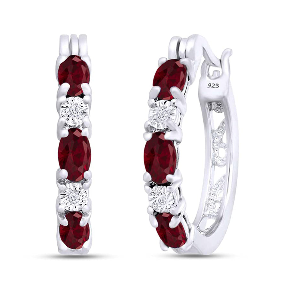 
                      
                        1.50 Carat Oval Cut Simulated Ruby And Round Cut White Natural Diamond Hoop Earrings In 14k Gold Plated 925 Sterling Silver Jewelry Gift For Women Wedding
                      
                    