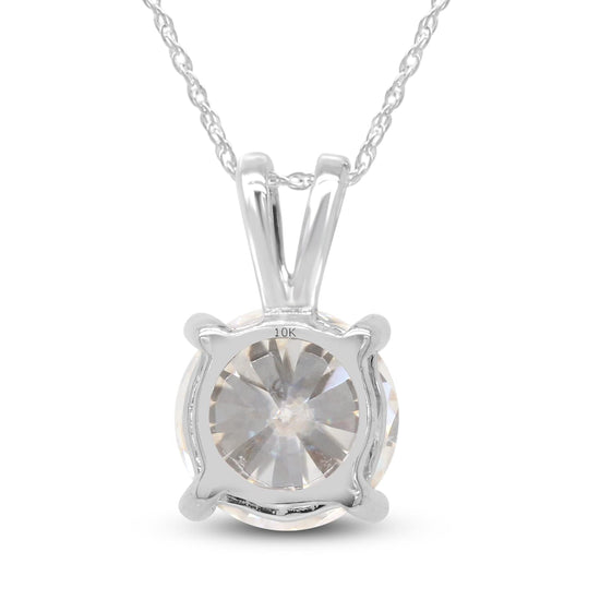 2 1/2 Carat 9MM Lab Created Moissanite Diamond Solitaire Pendant Necklace in 10K or 14K Solid Gold For Women (2.50 Cttw)