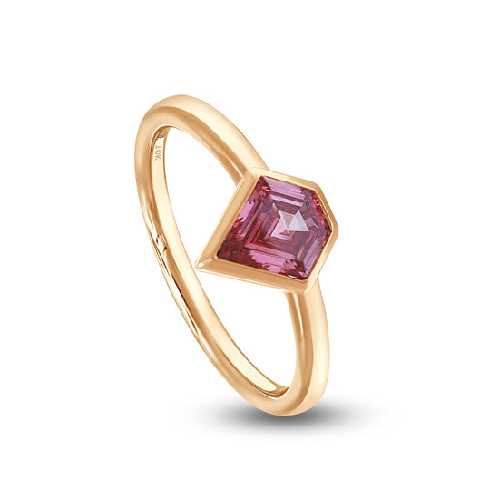 3/4 Carat Kite Shape Pink IGI Certified Lab Grown Diamond Bezel Set Solitaire Engagement Wedding Ring For Women In 10K Or 14K Solid Gold