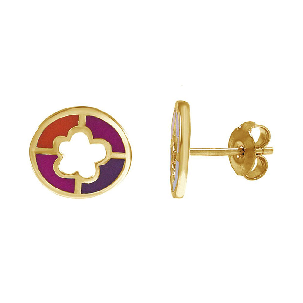 
                      
                        Colorful Enamel Flower Cut-Out Stud Post Earrings 14k Gold Over Sterling Silver
                      
                    