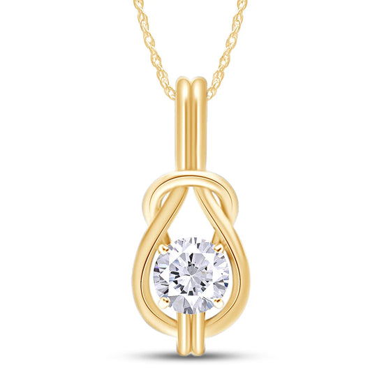 1 Carat Lab Created Moissanite Diamond Solitaire Love Knot Pendant Necklace In 925 Sterling Silver (1 Cttw)